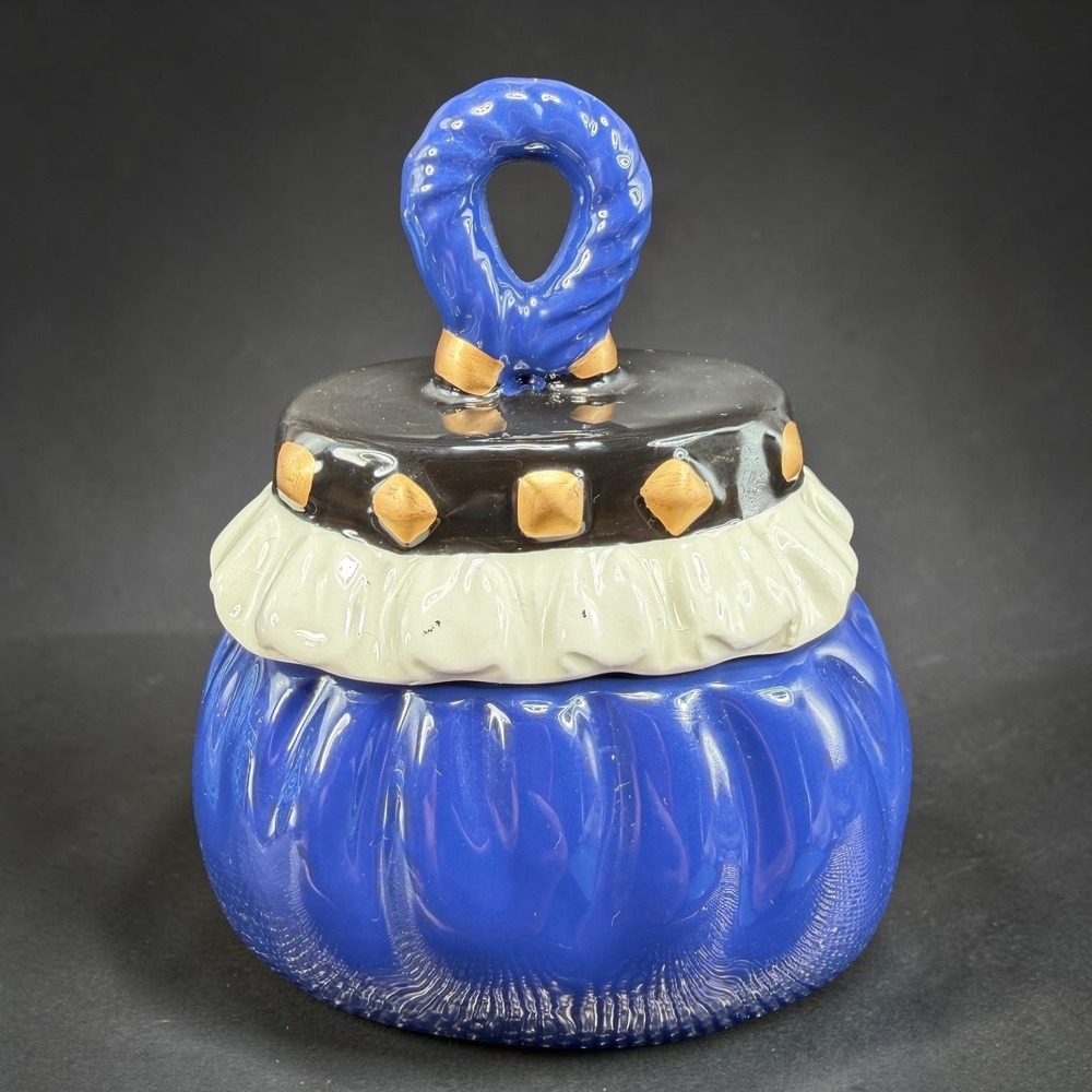 David's Cookies Ceramic‎ Purse Cookie Jar Mini Blue Handbag Lidded Trinket Box